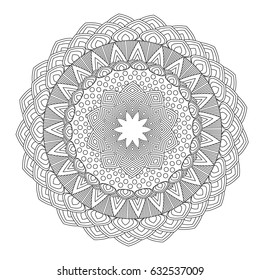 Flower Mandala vector illustration. Oriental pattern, vintage decorative elements. Islam, Arabic, Indian, moroccan, turkish ottoman motifs Coloring page