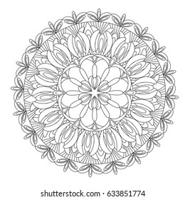 Flower Mandala vector illustration. Oriental pattern, vintage decorative elements. Islam, Arabic, Indian, moroccan, turkish ottoman motifs Coloring page