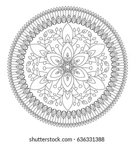 Flower Mandala vector illustration. Oriental pattern, vintage decorative elements. Islam, Arabic, Indian, moroccan, turkish ottoman motifs Coloring page