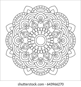 Flower mandala vector illustration. Oriental pattern, vintage decorative elements. Islam, Arabic, Indian, moroccan, turkish ottoman motifs. Coloring page