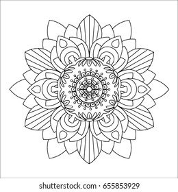 Flower mandala vector illustration. Oriental pattern, vintage decorative elements. Islam, Arabic, Indian, moroccan, turkish ottoman motifs. Coloring page