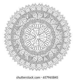 Flower Mandala vector illustration. Oriental pattern, vintage decorative elements. Islam, Arabic, Indian, moroccan, turkish ottoman motifs Coloring page