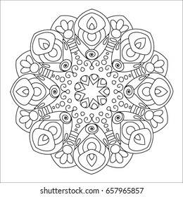 Flower mandala vector illustration. Oriental pattern, vintage decorative elements. Islam, Arabic, Indian, moroccan, turkish ottoman motifs. Coloring page