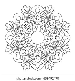 Flower mandala vector illustration. Oriental pattern, vintage decorative elements. Islam, Arabic, Indian, moroccan, turkish ottoman motifs. Coloring page