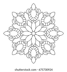 Flower Mandala vector illustration. Oriental pattern, vintage decorative elements. Islam, Arabic, Indian, moroccan, turkish ottoman motifs Coloring page