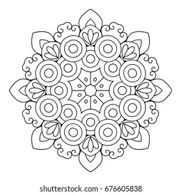Flower Mandala vector illustration. Oriental pattern, vintage decorative elements. Islam, Arabic, Indian, moroccan, turkish ottoman motifs Coloring page