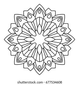 Flower Mandala vector illustration. Oriental pattern, vintage decorative elements. Islam, Arabic, Indian, moroccan, turkish ottoman motifs Coloring page