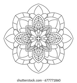 Flower Mandala vector illustration. Oriental pattern, vintage decorative elements. Islam, Arabic, Indian, moroccan, turkish ottoman motifs Coloring page