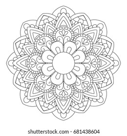 Flower Mandala vector illustration. Oriental pattern, vintage decorative elements. Islam, Arabic, Indian, moroccan, turkish ottoman motifs Coloring page