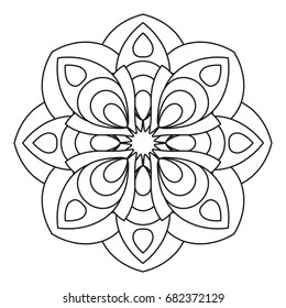 Flower Mandala vector illustration. Oriental pattern, vintage decorative elements. Islam, Arabic, Indian, moroccan, turkish ottoman motifs Coloring page