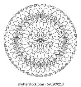 Flower Mandala vector illustration. Oriental pattern, vintage decorative elements. Islam, Arabic, Indian, moroccan, turkish ottoman motifs Coloring page