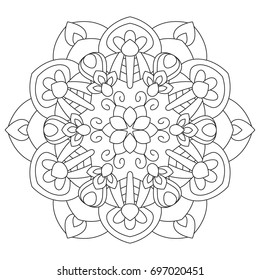 Flower Mandala vector illustration. Oriental pattern, vintage decorative elements. Islam, Arabic, Indian, moroccan, turkish ottoman motifs Coloring page