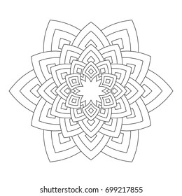 Flower Mandala vector illustration. Oriental pattern, vintage decorative elements. Islam, Arabic, Indian, moroccan, turkish ottoman motifs Coloring page