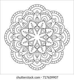 Flower mandala vector illustration. Oriental pattern, vintage decorative elements. Islam, Arabic, Indian, moroccan, turkish ottoman motifs. Coloring page