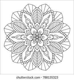 Flower mandala vector illustration. Oriental pattern, vintage decorative elements. Islam, Arabic, Indian, moroccan, turkish ottoman motifs. Coloring page