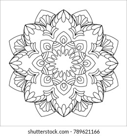 Flower mandala vector illustration. Oriental pattern, vintage decorative elements. Islam, Arabic, Indian, moroccan, turkish ottoman motifs. Coloring page
