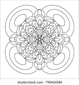 Flower mandala vector illustration. Oriental pattern, vintage decorative elements. Islam, Arabic, Indian, moroccan, turkish ottoman motifs. Coloring page