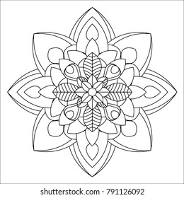 Flower mandala vector illustration. Oriental pattern, vintage decorative elements. Islam, Arabic, Indian, moroccan, turkish ottoman motifs. Coloring page