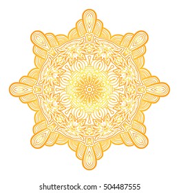 Flower mandala. Vintage decorative element. Ornamental round doodle flower isolated on white background. Geometric circle element. Vector illustration