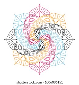 Flower Mandala. Vintage decorative elements. Oriental pattern, vector illustration. Islam, Arabic, Indian, moroccan,spain, turkish, pakistan, chinese, mystic, ottoman motifs. Coloring book page