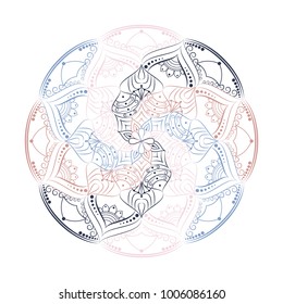 Flower Mandala. Vintage decorative elements. Oriental pattern, vector illustration. Islam, Arabic, Indian, moroccan,spain, turkish, pakistan, chinese, mystic, ottoman motifs. Coloring book page