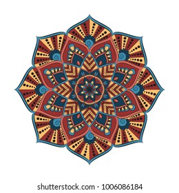 Flower Mandala. Vintage decorative elements. Oriental pattern, vector illustration. Islam, Arabic, Indian, moroccan,spain, turkish, pakistan, chinese, mystic, ottoman motifs. Coloring book page