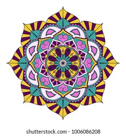 Flower Mandala. Vintage decorative elements. Oriental pattern, vector illustration. Islam, Arabic, Indian, moroccan,spain, turkish, pakistan, chinese, mystic, ottoman motifs. Coloring book page