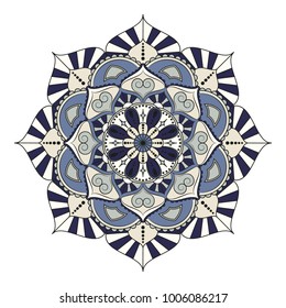 Flower Mandala. Vintage decorative elements. Oriental pattern, vector illustration. Islam, Arabic, Indian, moroccan,spain, turkish, pakistan, chinese, mystic, ottoman motifs. Coloring book page