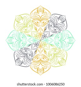 Flower Mandala. Vintage decorative elements. Oriental pattern, vector illustration. Islam, Arabic, Indian, moroccan,spain, turkish, pakistan, chinese, mystic, ottoman motifs. Coloring book page