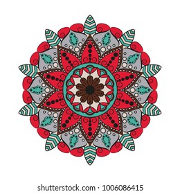 Flower Mandala. Vintage decorative elements. Oriental pattern, vector illustration. Islam, Arabic, Indian, moroccan,spain, turkish, pakistan, chinese, mystic, ottoman motifs. Coloring book page