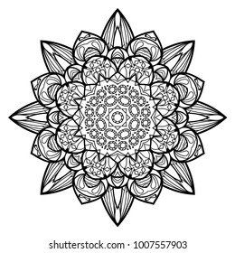 Flower Mandala. Vintage decorative elements. Oriental pattern, vector illustration. Coloring book page. Islam, Arabic, Indian, moroccan spain turkish mystic ottoman motifs