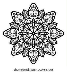 Flower Mandala. Vintage decorative elements. Oriental pattern, vector illustration. Coloring book page. Islam, Arabic, Indian, moroccan spain turkish mystic ottoman motifs