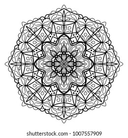 Flower Mandala. Vintage decorative elements. Oriental pattern, vector illustration. Coloring book page. Islam, Arabic, Indian, moroccan spain turkish mystic ottoman motifs