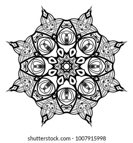 Flower Mandala. Vintage decorative elements. Oriental pattern, vector illustration. Coloring book page. Islam, Arabic, Indian, moroccan spain turkish mystic ottoman motifs