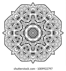 Flower Mandala. Vintage decorative elements. Oriental pattern, vector illustration. Coloring book page. Islam, Arabic, Indian, moroccan spain turkish mystic ottoman motifs
