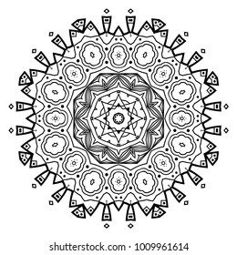Flower Mandala. Vintage decorative elements. Oriental pattern, vector illustration. Coloring book page. Islam, Arabic, Indian, moroccan spain turkish mystic ottoman motifs