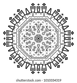 Flower Mandala. Vintage decorative elements. Oriental pattern, vector illustration. Coloring book page. Islam, Arabic, Indian, moroccan spain turkish mystic ottoman motifs