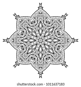 Flower Mandala. Vintage decorative elements. Oriental pattern, vector illustration. Coloring book page. Islam, Arabic, Indian, moroccan spain turkish mystic ottoman motifs