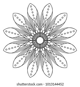 Flower Mandala. Vintage decorative elements. Oriental pattern, vector illustration. Islam, Coloring book page
