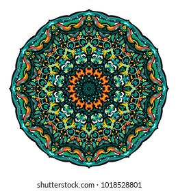 Flower Mandala. Vintage decorative elements. Oriental pattern, vector illustration. Islam, Arabic, Indian, moroccan,spain, turkish, pakistan, chinese, mystic, ottoman motifs. Green yellow.
