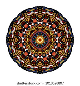 Flower Mandala. Vintage decorative elements. Oriental pattern, vector illustration. Islam, Arabic, Indian, moroccan,spain, turkish, pakistan, chinese, mystic, ottoman motifs. Hot eastern colors.