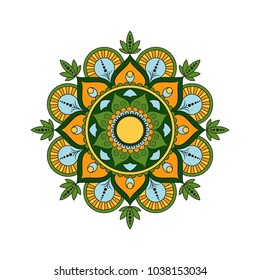Flower Mandala. Vintage decorative elements. Oriental pattern, vector illustration. Islam, Arabic, Indian, moroccan,spain, turkish, pakistan, chinese, mystic, ottoman motifs. Coloring book page