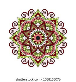 Flower Mandala. Vintage decorative elements. Oriental pattern, vector illustration. Islam, Arabic, Indian, moroccan,spain, turkish, pakistan, chinese, mystic, ottoman motifs. Coloring book page