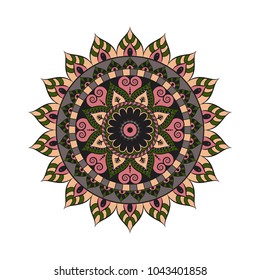Flower Mandala. Vintage decorative elements. Oriental pattern, vector illustration. Islam, Arabic, Indian, moroccan,spain, turkish, pakistan, chinese, mystic, ottoman motifs. Coloring book page