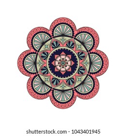 Flower Mandala. Vintage decorative elements. Oriental pattern, vector illustration. Islam, Arabic, Indian, moroccan,spain, turkish, pakistan, chinese, mystic, ottoman motifs. Coloring book page