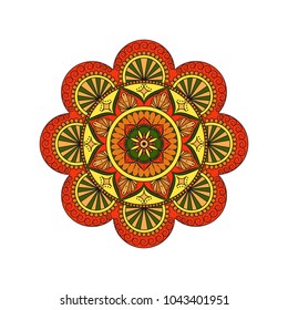 Flower Mandala. Vintage decorative elements. Oriental pattern, vector illustration. Islam, Arabic, Indian, moroccan,spain, turkish, pakistan, chinese, mystic, ottoman motifs. Coloring book page