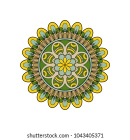 Flower Mandala. Vintage decorative elements. Oriental pattern, vector illustration. Islam, Arabic, Indian, moroccan,spain, turkish, pakistan, chinese, mystic, ottoman motifs. Coloring book page