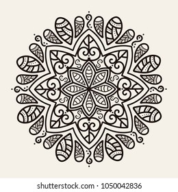 Flower Mandala. Vintage decorative elements. Oriental pattern, vector illustration. Islam, Arabic, Indian, moroccan,spain, turkish, pakistan, chinese, mystic, ottoman motifs. Coloring book page