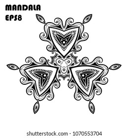 Flower Mandala. Vintage decorative elements. Oriental pattern, islam, arabic, indian, moroccan, asian, turkish, mystic, ottoman motifs. Coloring book element. Vector illustration. Eps 8