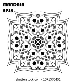 Flower Mandala. Vintage decorative elements. Oriental pattern, islam, arabic, indian, moroccan, asian, turkish, mystic, ottoman motifs. Coloring book element. Vector illustration. Eps 8